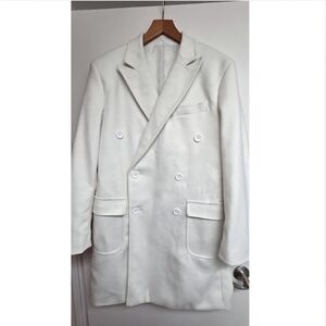 Alberto Nardoni White Wool Coat Size 38